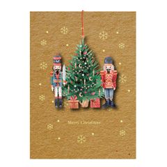 WHC075 kerstkaart met houten hanger - merry christmas - notenkraker | Alljoy design | Mano cards groothandel
