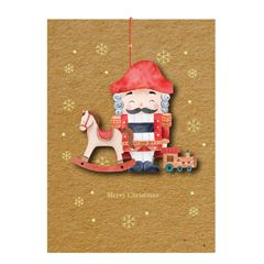 WHC083  kerstkaart met houten hanger - merry christmas - speelgoed | Alljoy design | Mano cards groothandel