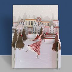 xpop029 pop-up kerstkaart - schaatsen | Alljoy design | Mano cards groothandel